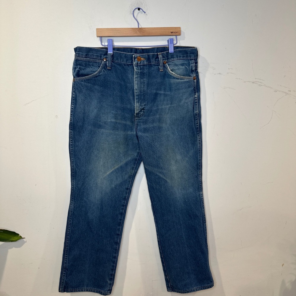 2010s‎ Wrangler Cowboy Western Straight Leg Jeans Faded Blue Denim 36x30 LARGE